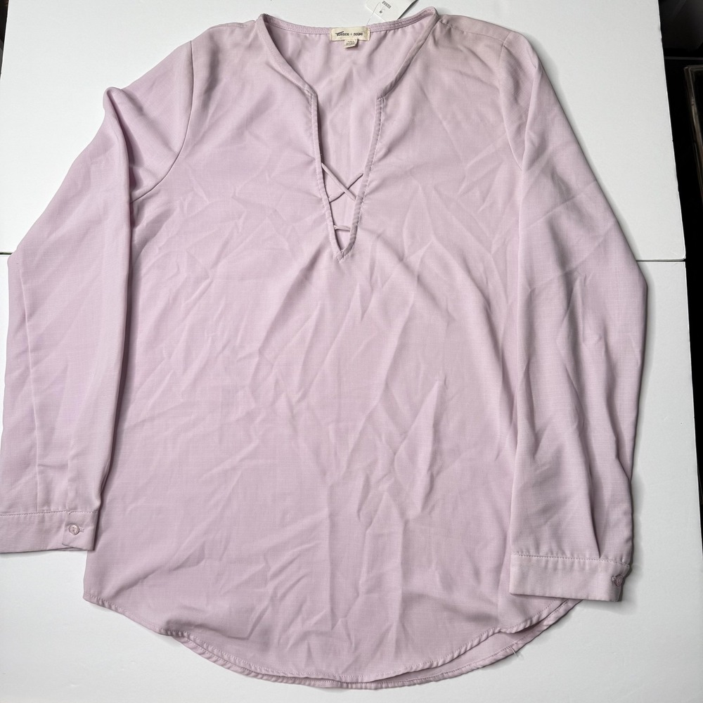 Silence + Noise Shirt Womens Medium Criss Cross Neck Long Sleeve Blouse NWT